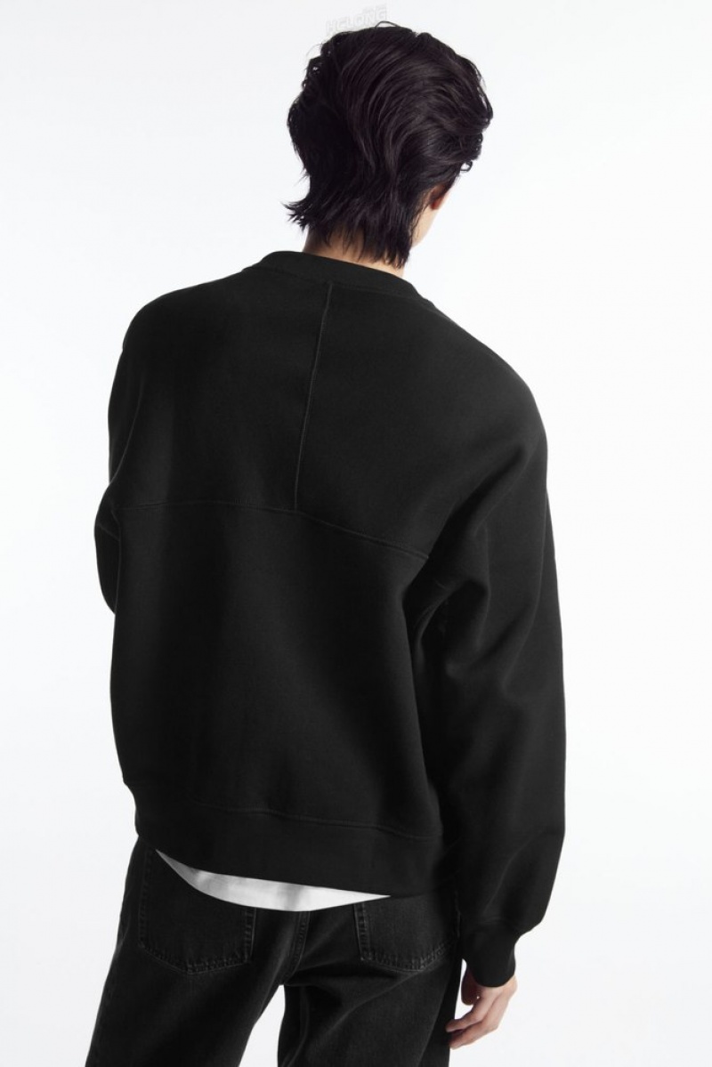 Black COS Panelled Sweatshirt Sweatshirts & Hoodies | PM49-V5BC