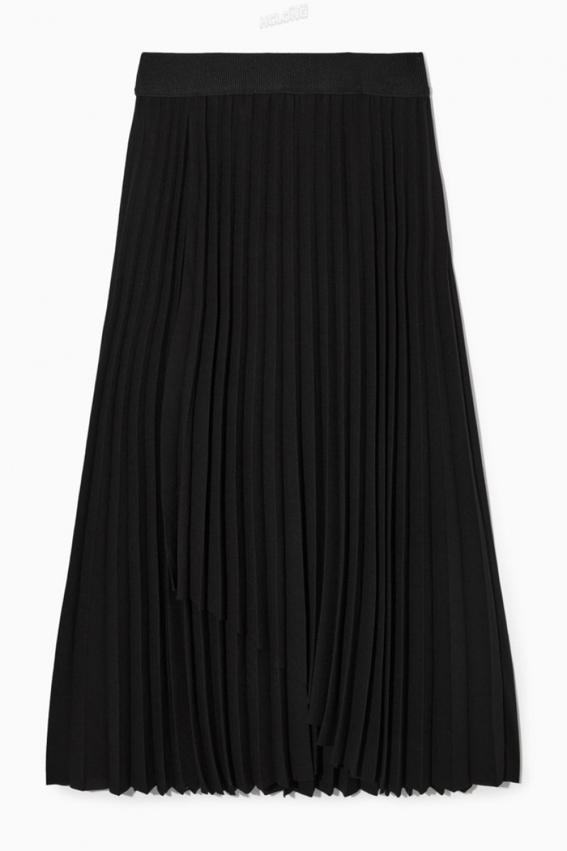 Black COS Pleated Maxi Skirt Skirts | YB03-F9PL