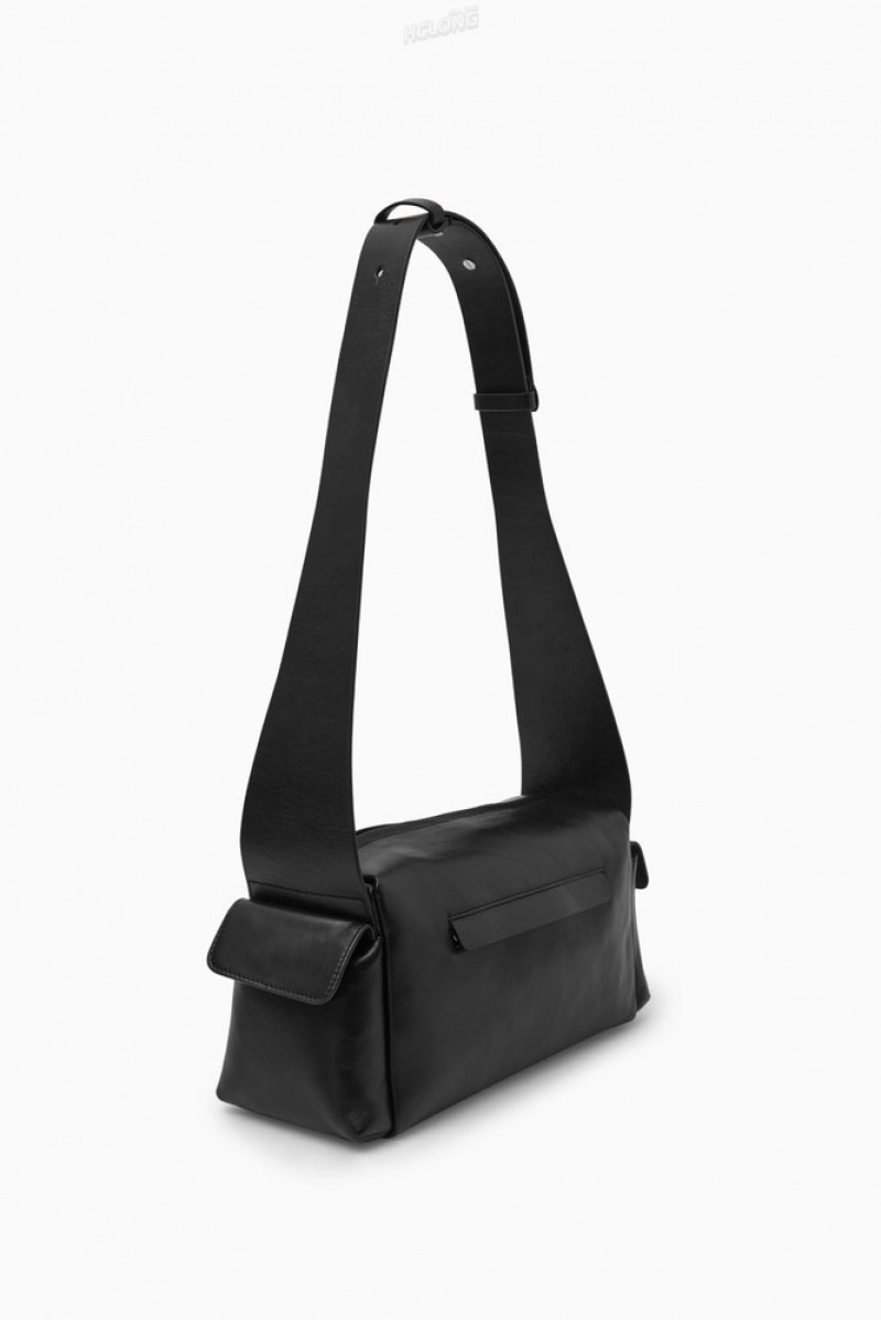 Black COS Pocket Crossbody - Leather Bags | CK50-G0NO