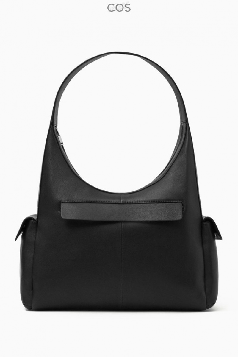 Black COS Pocket Shoulder Bag - Leather Bags | AI58-L5AT