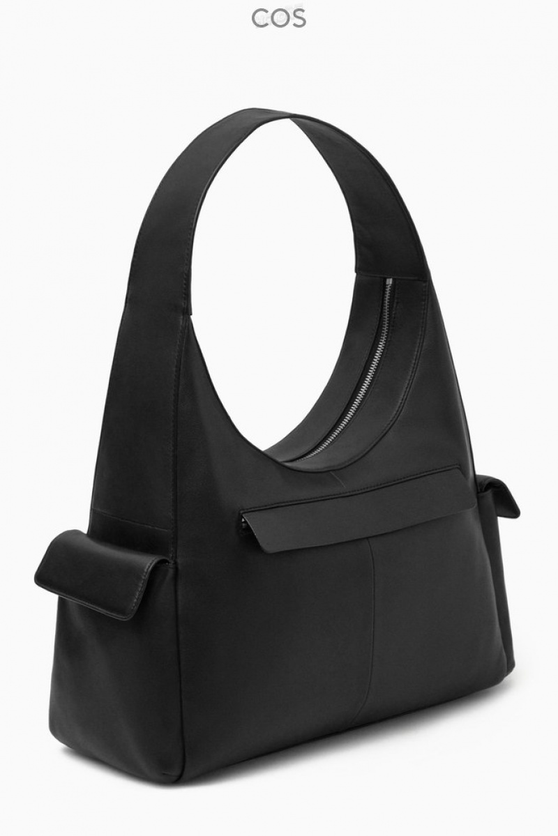 Black COS Pocket Shoulder Bag - Leather Bags | AI58-L5AT