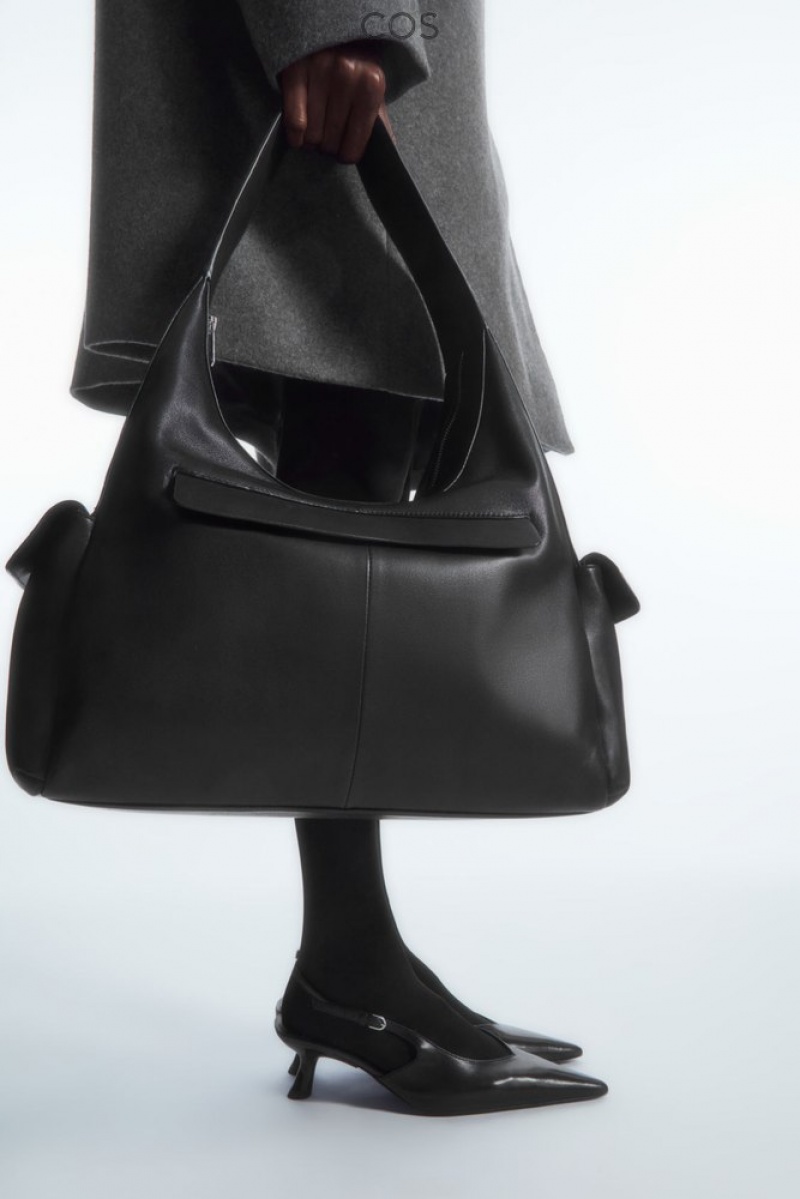 Black COS Pocket Shoulder Bag - Leather Bags | AI58-L5AT