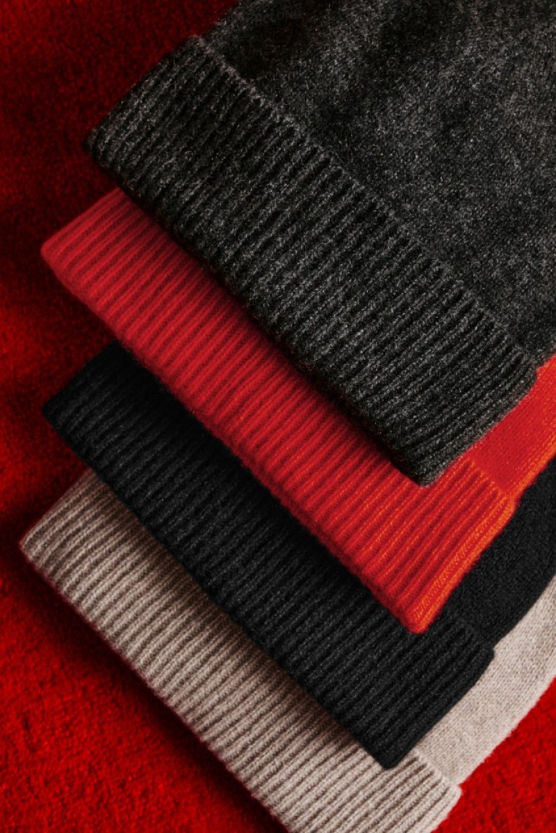 Black COS Pure Cashmere Beanie Hats | MY01-K6CC