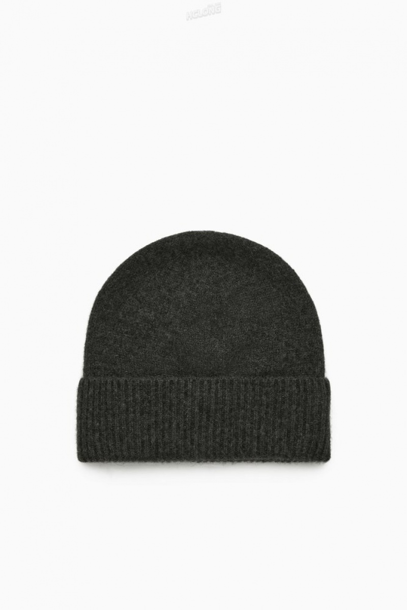 Black COS Pure Cashmere Beanie Hats | RI93-G6GZ