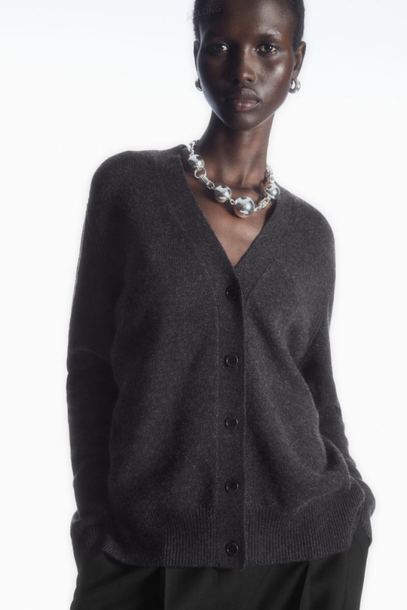 Black COS Pure Cashmere Cardigan Sweaters & Cardigans | QY57-L0CT