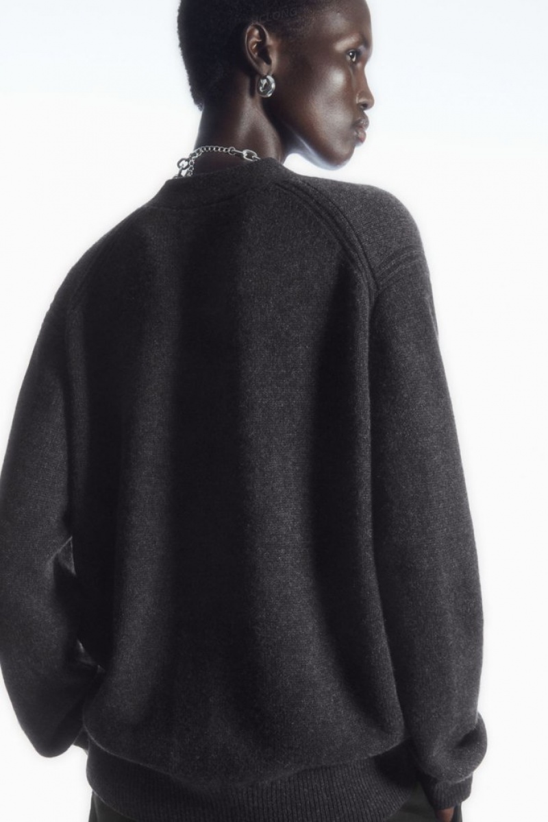 Black COS Pure Cashmere Cardigan Sweaters & Cardigans | QY57-L0CT