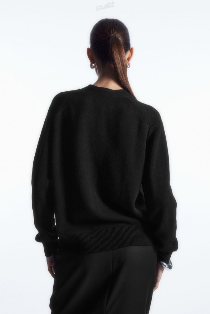 Black COS Pure Cashmere Cardigan Sweaters & Cardigans | OC40-G0NC