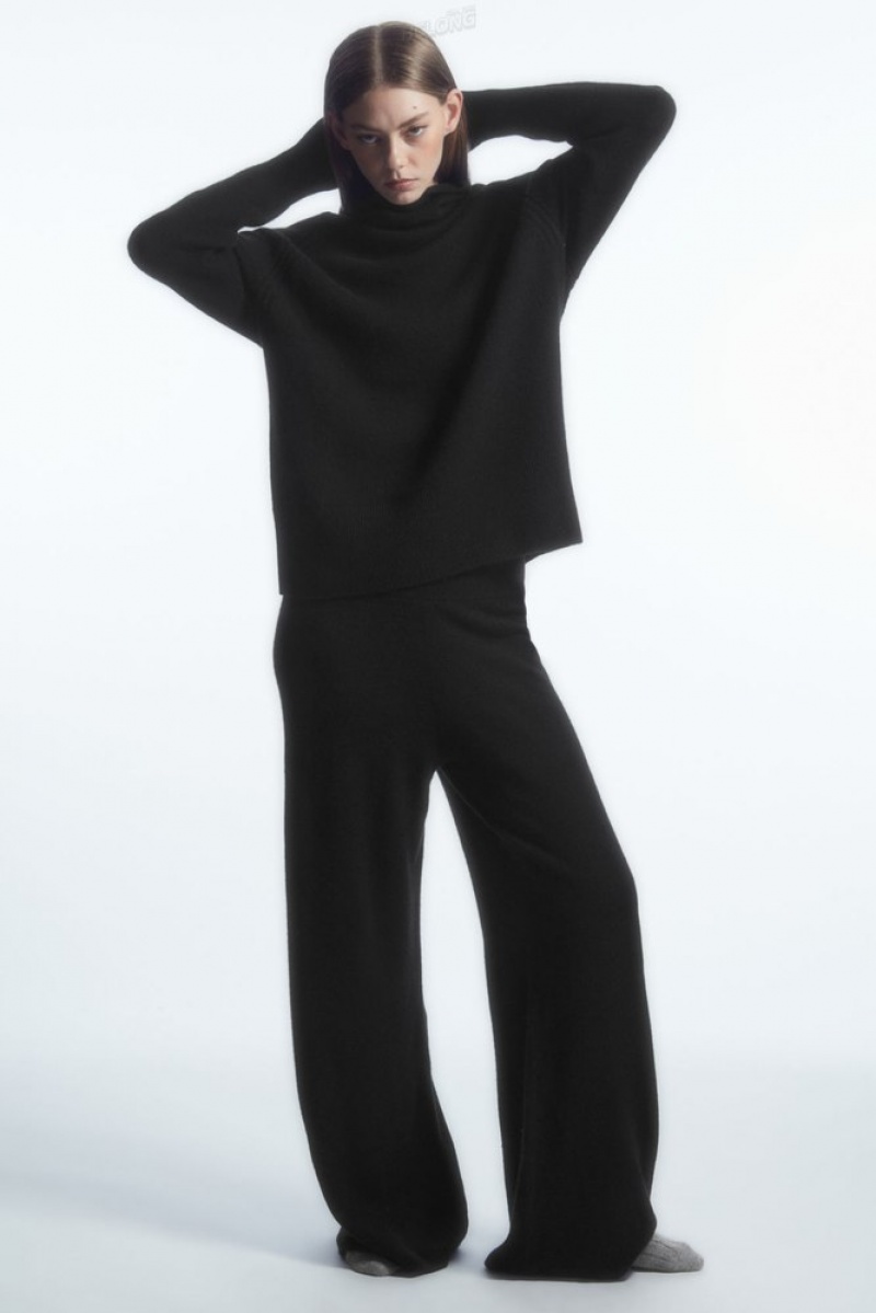 Black COS Pure Cashmere Turtleneck Jumper Knitwear & Cardigans | PO61-Q6CF