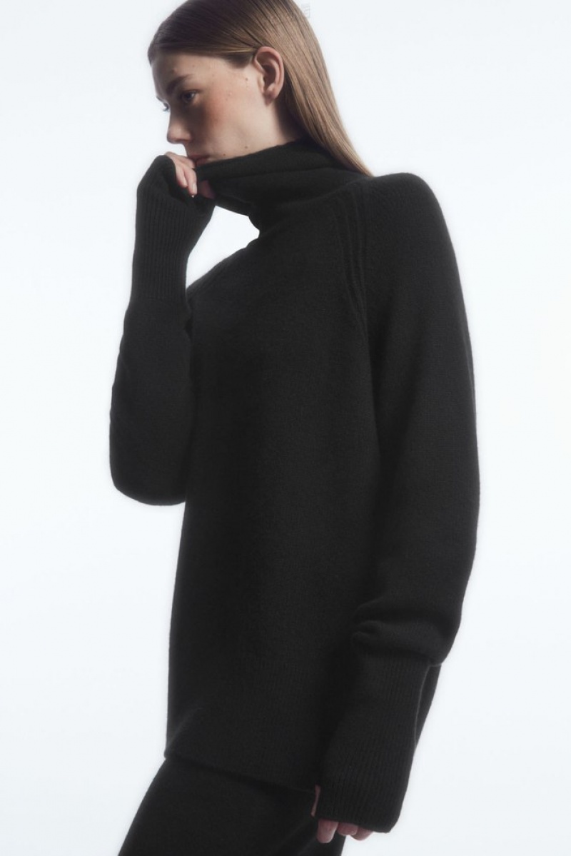 Black COS Pure Cashmere Turtleneck Jumper Knitwear & Cardigans | PO61-Q6CF