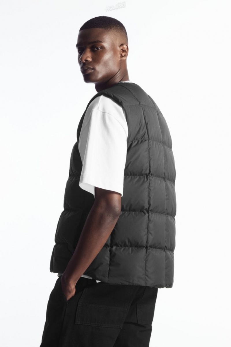 Black COS Quilted Padded Liner Gilet Coats & Jackets | MI46-L3DT