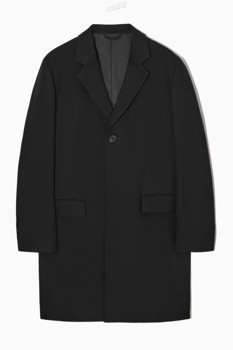 Black COS Regular-Fit Twill Coat Coats & Jackets | BI01-T3AD