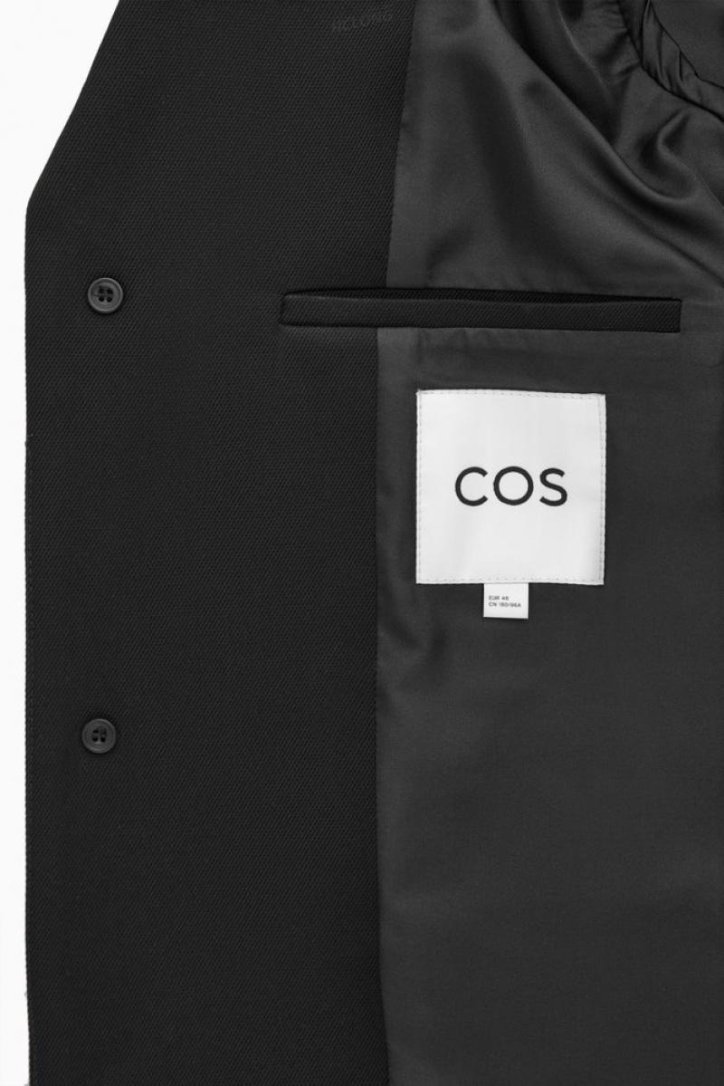 Black COS Regular-Fit Twill Coat Coats & Jackets | BI01-T3AD