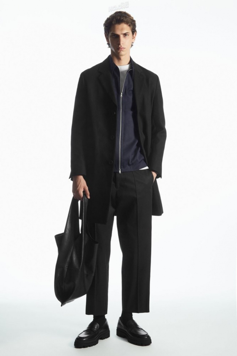 Black COS Regular-Fit Twill Coat Coats & Jackets | BI01-T3AD