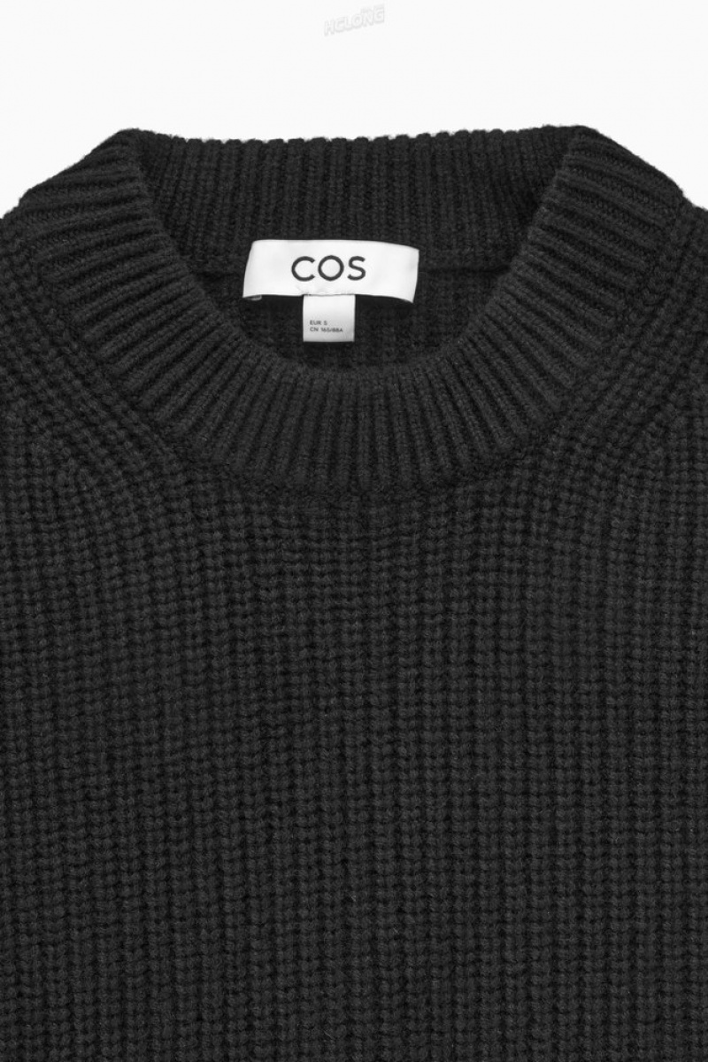 Black COS Ribbed Cashmere-Blend Jumper Tops | EH84-C0HB