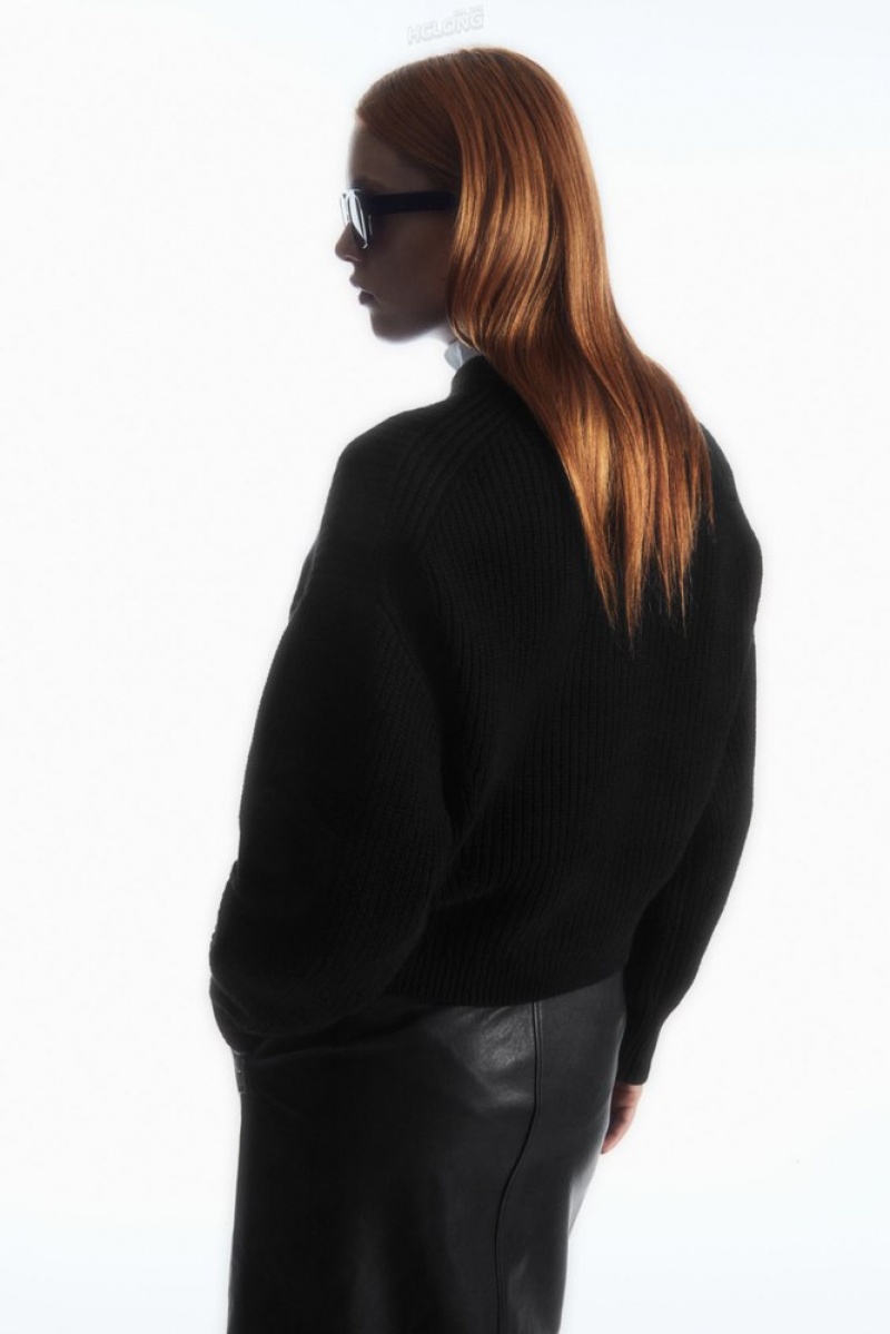 Black COS Ribbed Cashmere-Blend Sweater Tops | ZN28-B2OO