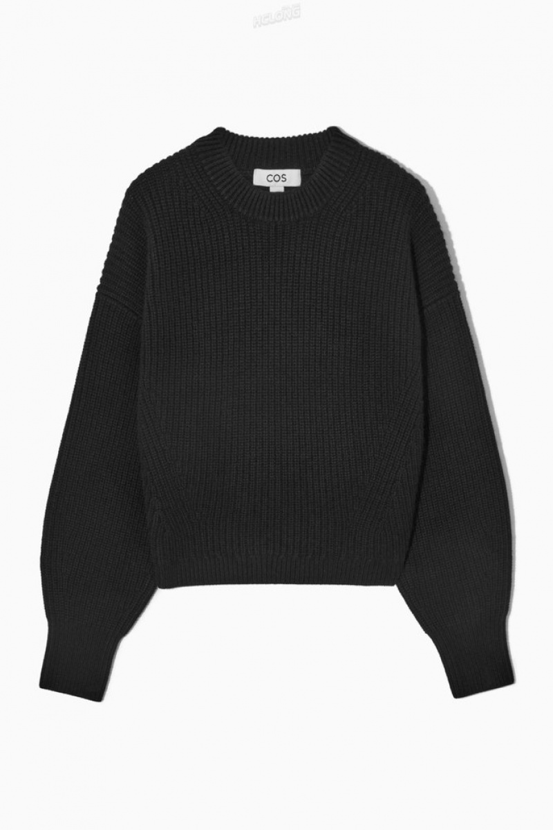 Black COS Ribbed Cashmere-Blend Sweater Tops | ZN28-B2OO