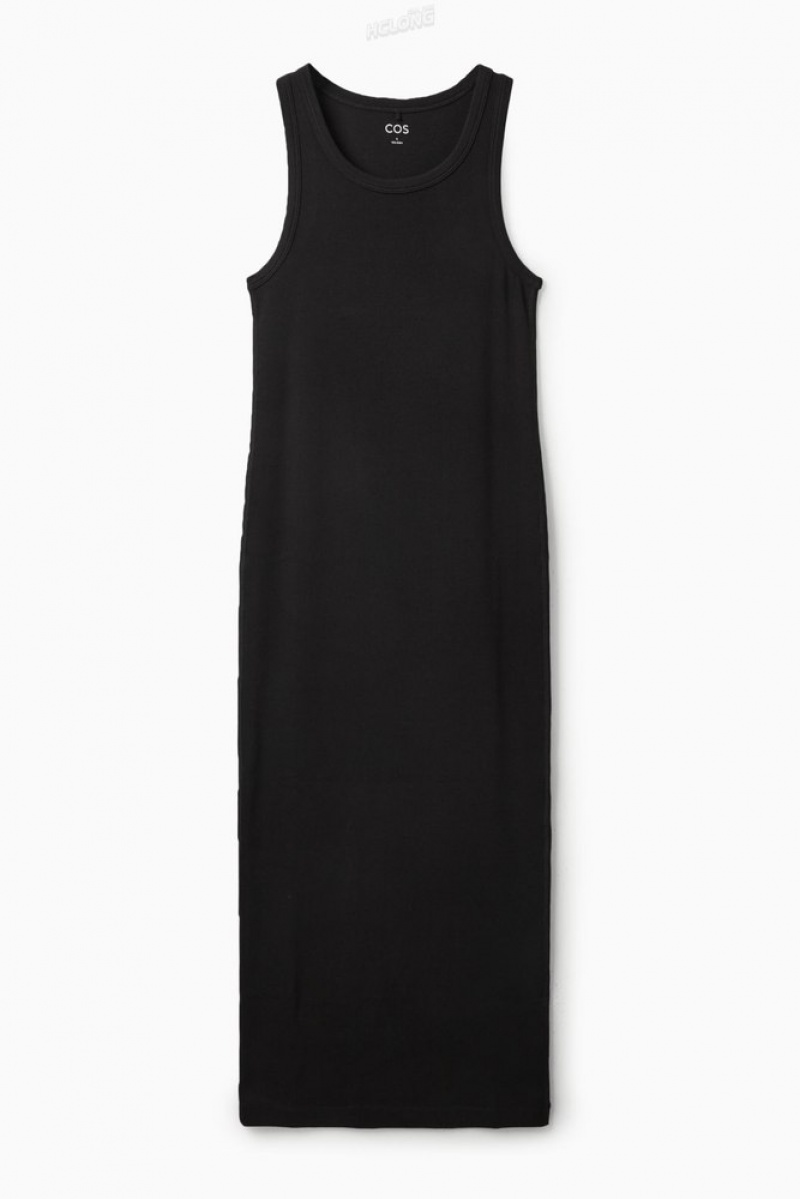 Black COS Ribbed Tube Dress Dresses | XJ85-X7IQ