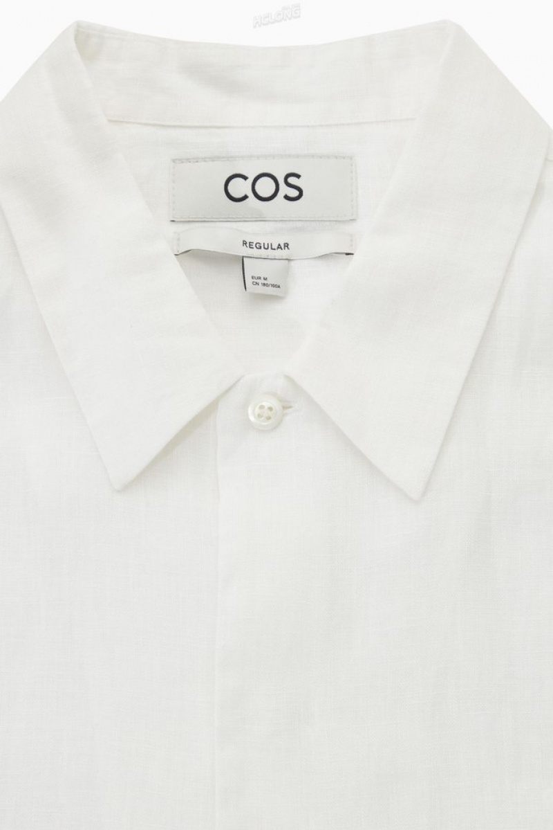 Black COS Short-Sleeved Linen Shirt Shirts | MJ87-Q5IG