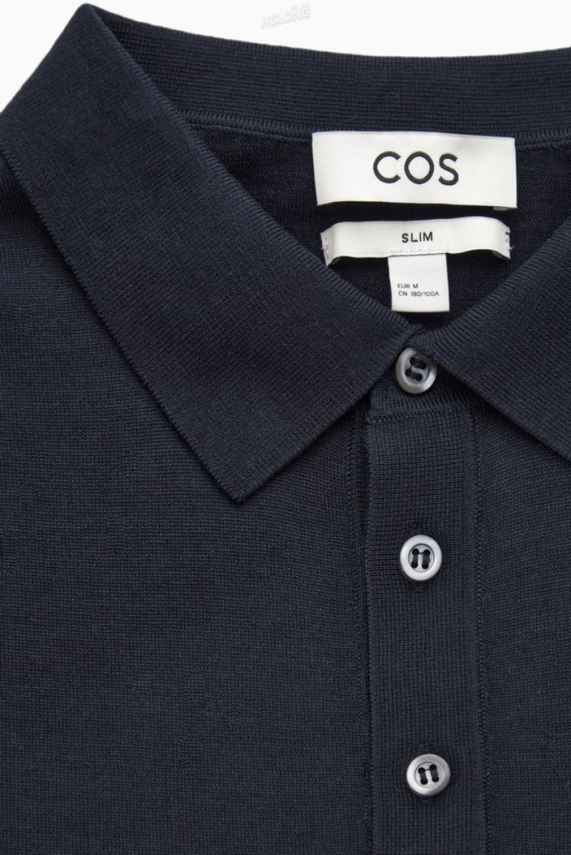 Black COS Silk-Blend Polo Shirt Knitwear | XE66-N3PD