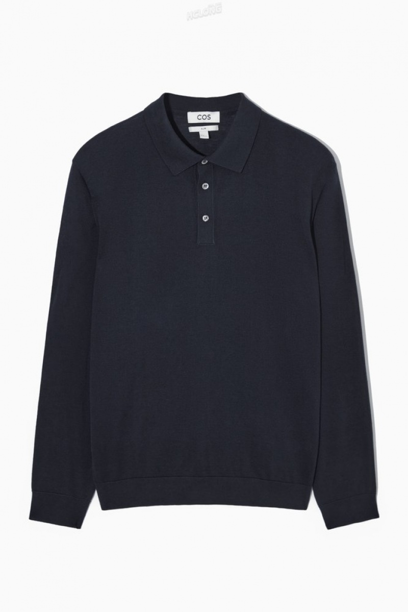 Black COS Silk-Blend Polo Shirt Knitwear | XE66-N3PD