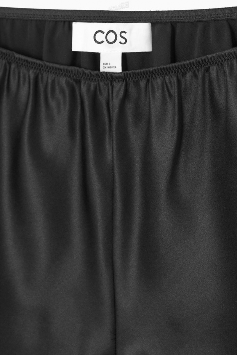 Black COS Silk-Satin Shorts Pants | FG26-P8XE