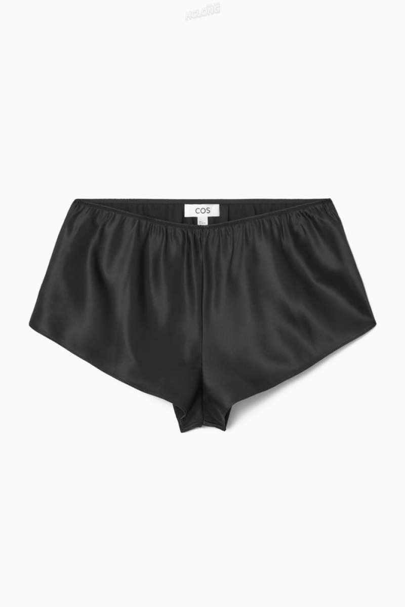 Black COS Silk-Satin Shorts Pants | FG26-P8XE