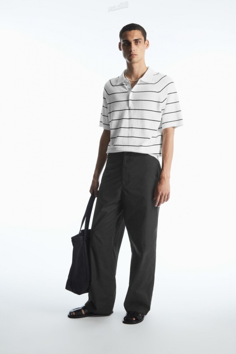 Black COS Straight-Leg Poplin Trousers Trousers | RU94-K8DB