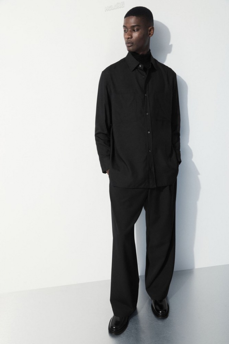 Black COS The Fluid Silk Shirt Shirts | AU89-A1LS