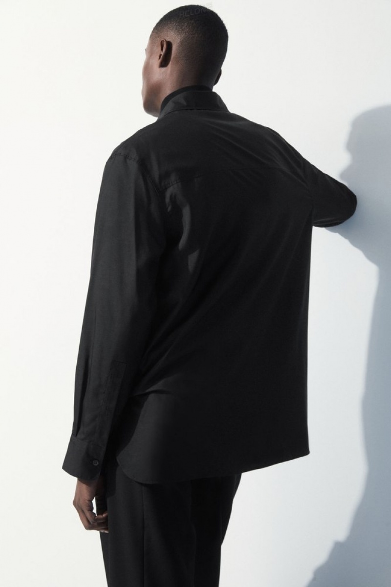 Black COS The Fluid Silk Shirt Shirts | AU89-A1LS