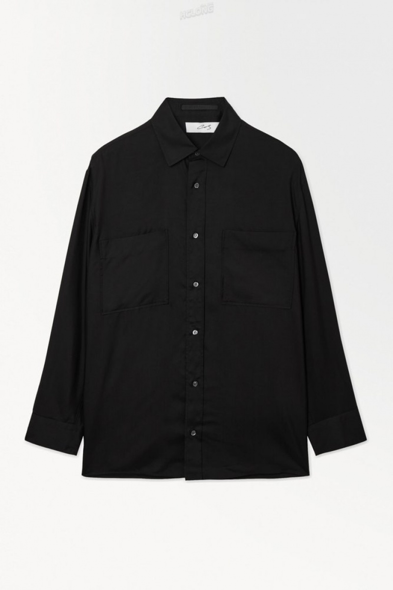 Black COS The Fluid Silk Shirt Shirts | AU89-A1LS