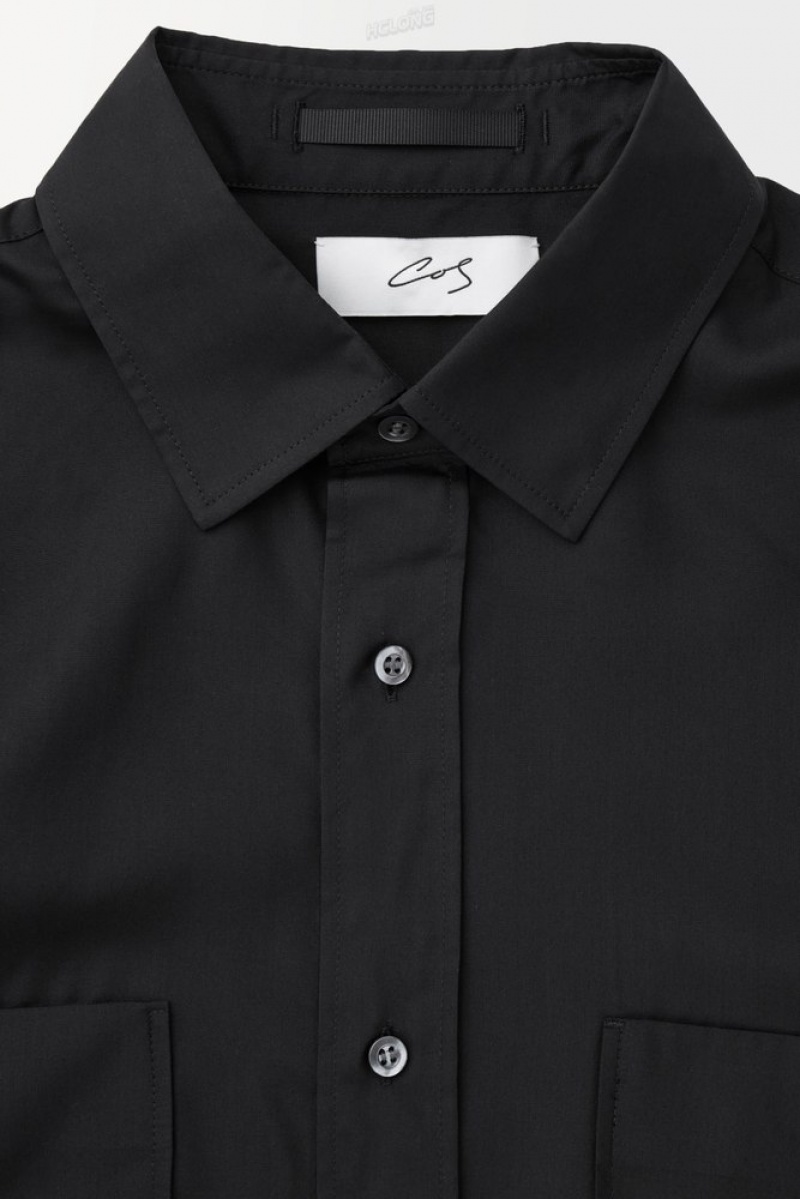 Black COS The Fluid Silk Shirt Shirts | AU89-A1LS