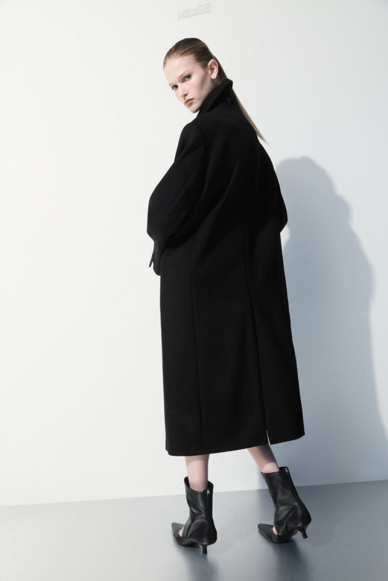 Black COS The Recycled-Cashmere Trench Coat Coats & Jackets | GG44-E7FI