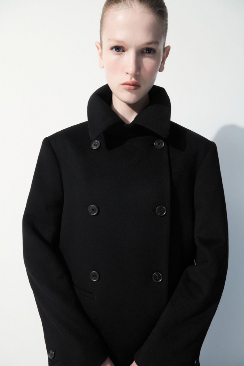 Black COS The Recycled-Cashmere Trench Coat Coats & Jackets | GG44-E7FI