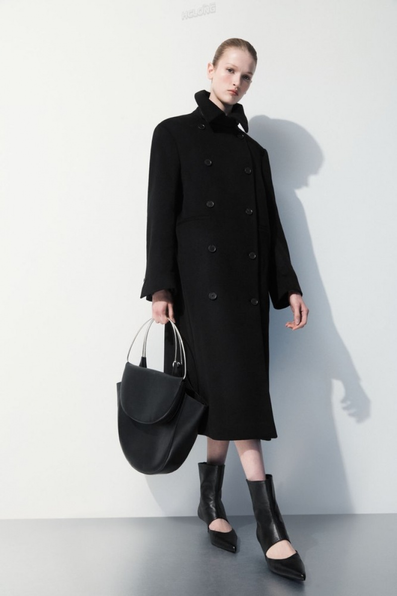 Black COS The Recycled-Cashmere Trench Coat Coats & Jackets | GG44-E7FI