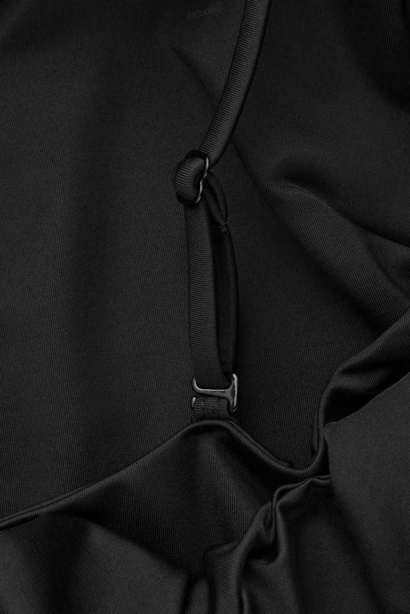 Black COS The Ruffled Swimsuit Swimwear | ET57-P7BE