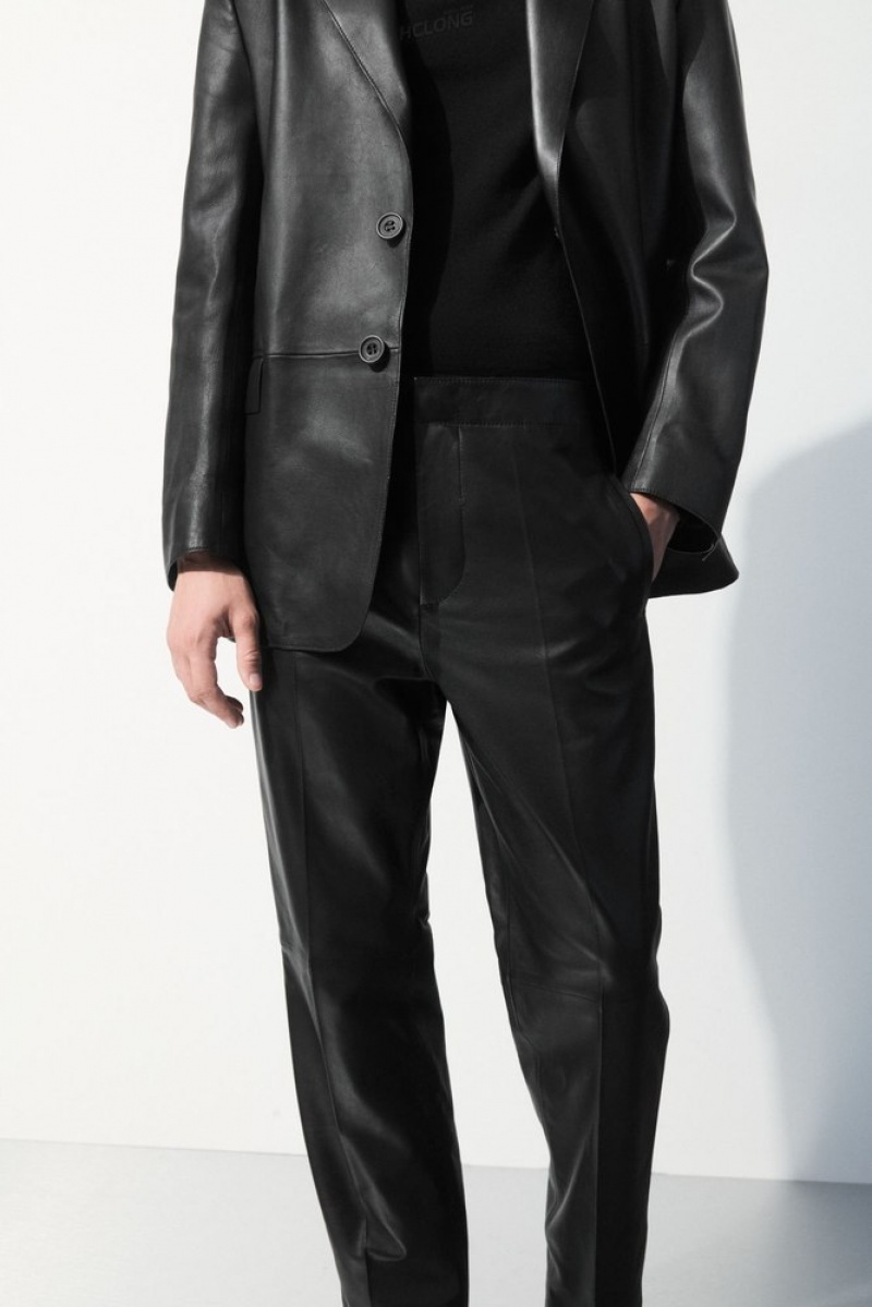 Black COS The Tailored Leather Pants Suit Pants | XX49-R2CO