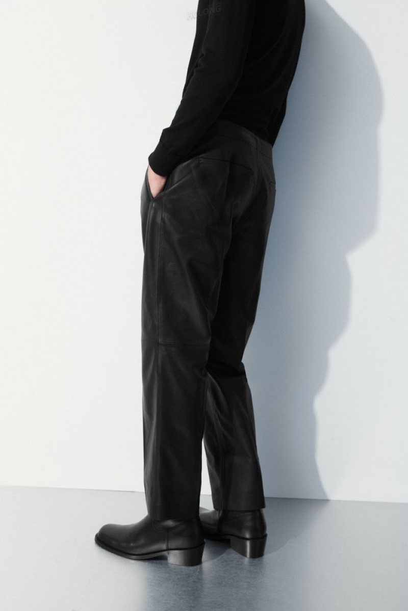 Black COS The Tailored Leather Pants Suit Pants | XX49-R2CO