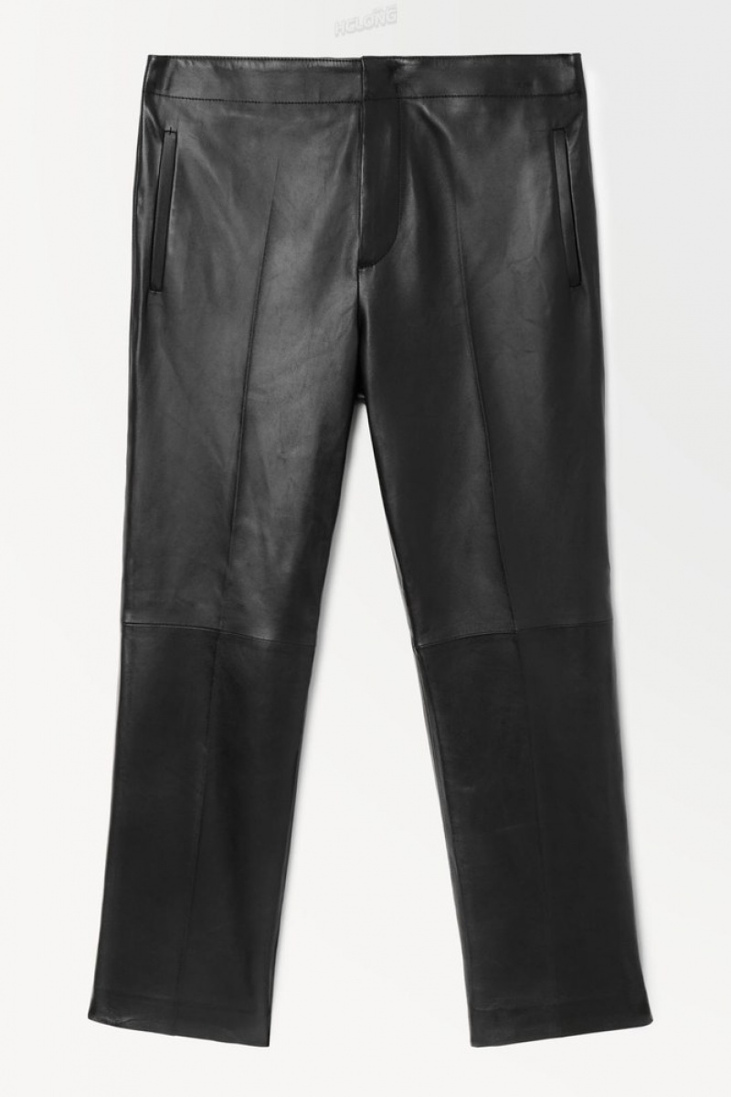 Black COS The Tailored Leather Pants Suit Pants | XX49-R2CO