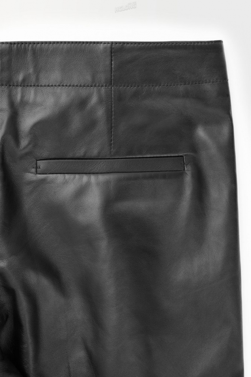 Black COS The Tailored Leather Pants Suit Pants | XX49-R2CO