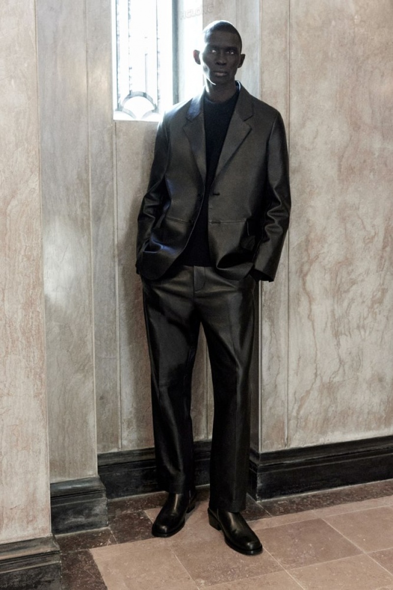 Black COS The Tailored Leather Pants Suit Pants | XX49-R2CO