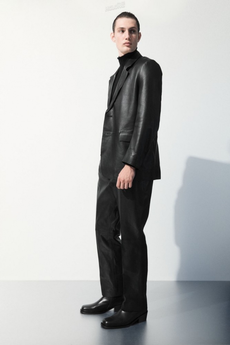 Black COS The Tailored Leather Pants Suit Pants | XX49-R2CO