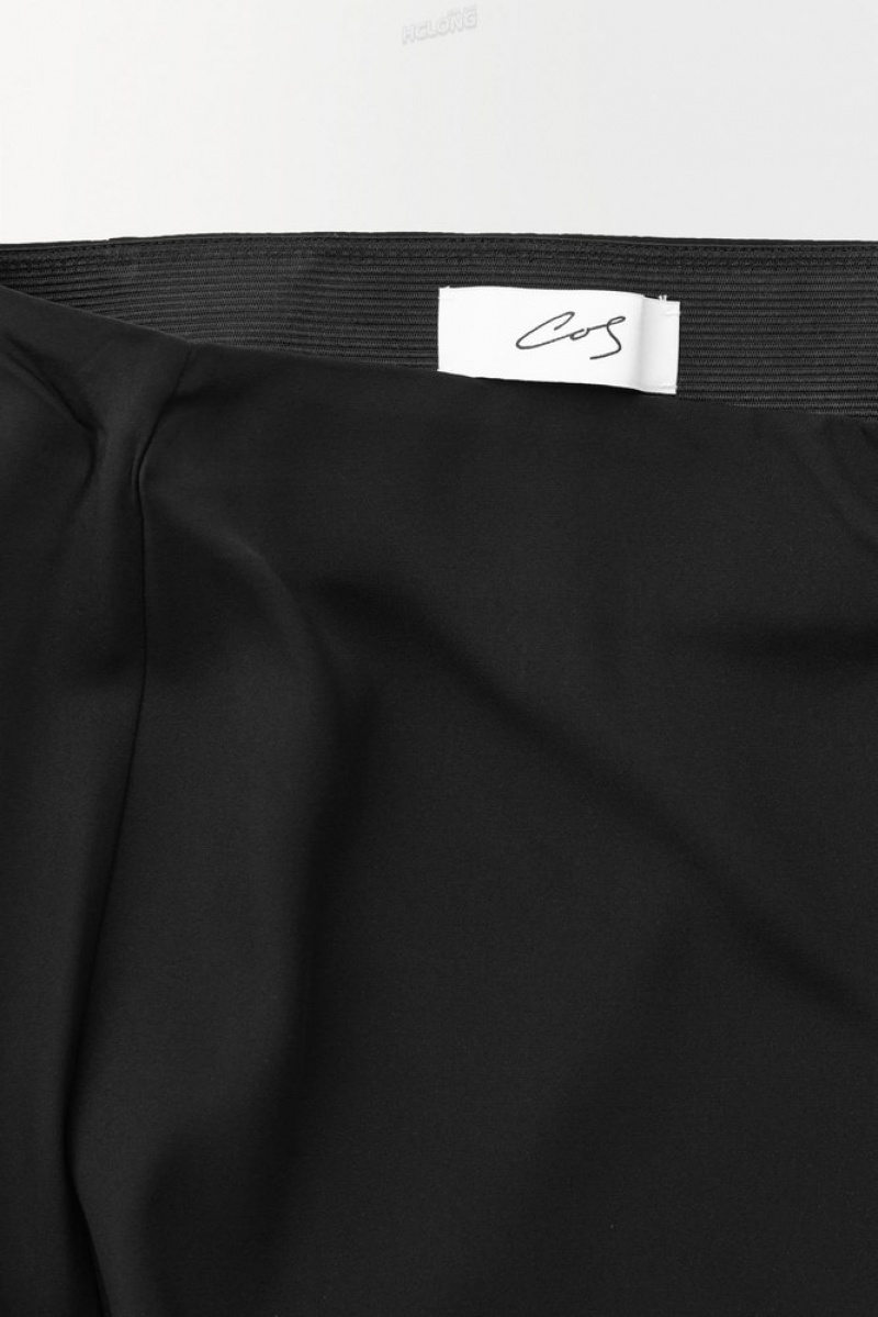 Black COS The Tailored Silk-Blend Midi Skirt Skirts | WJ58-I7NJ