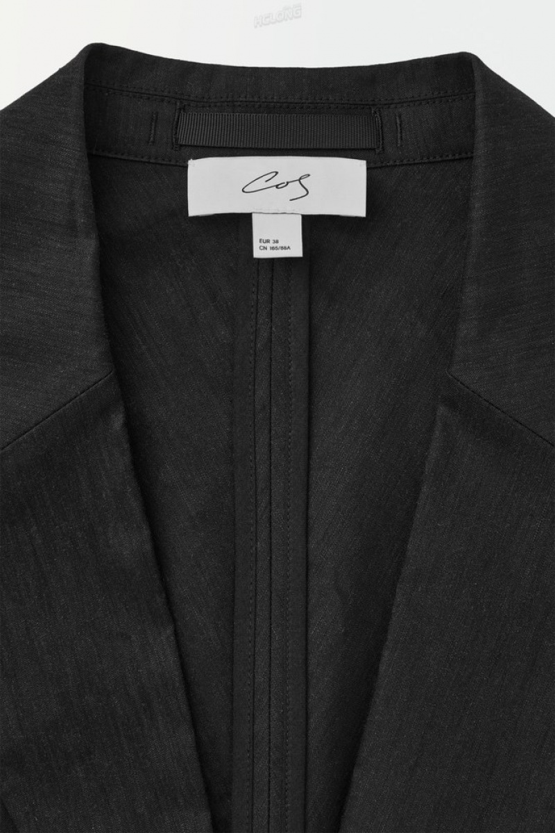 Black COS The Waisted Linen Blazer Blazers & Tailoring | SV15-F2KP