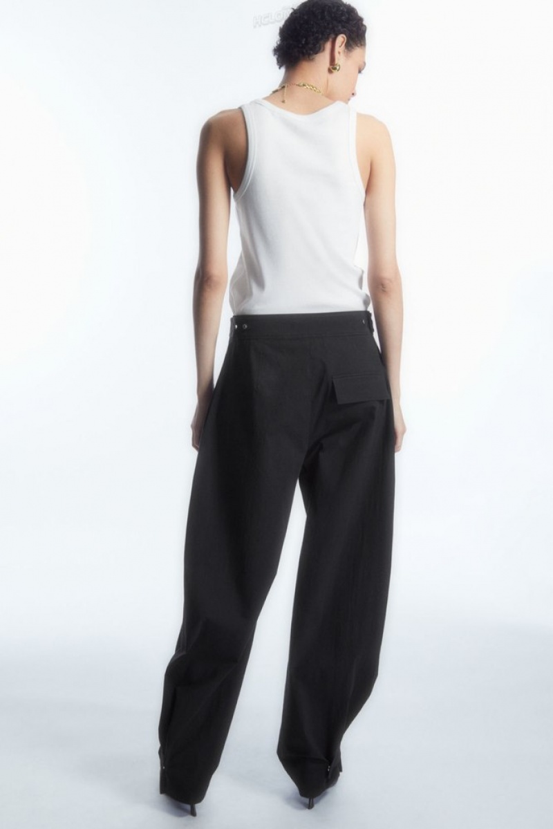 Black COS Utility Barrel-Leg Pants Pants | QJ08-E4HZ