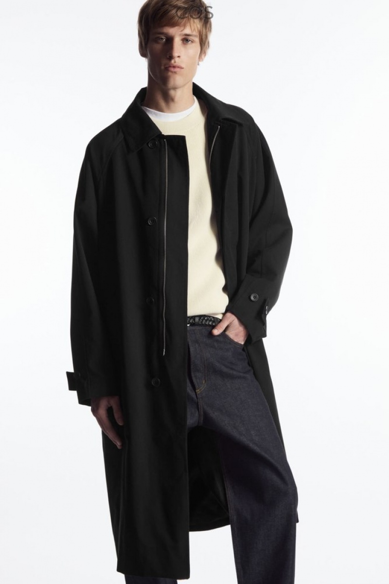 Black COS Utility Trench Coat Coats & Jackets | HO59-J9VQ