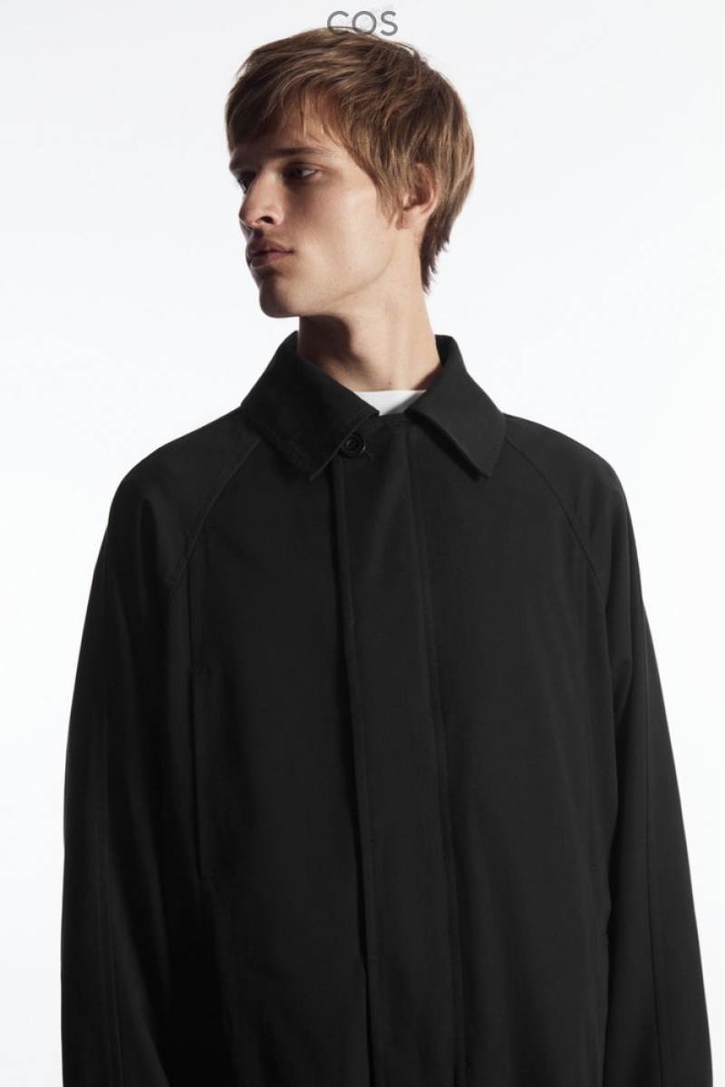 Black COS Utility Trench Coat Coats & Jackets | HO59-J9VQ