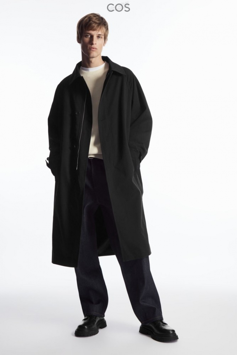 Black COS Utility Trench Coat Coats & Jackets | HO59-J9VQ