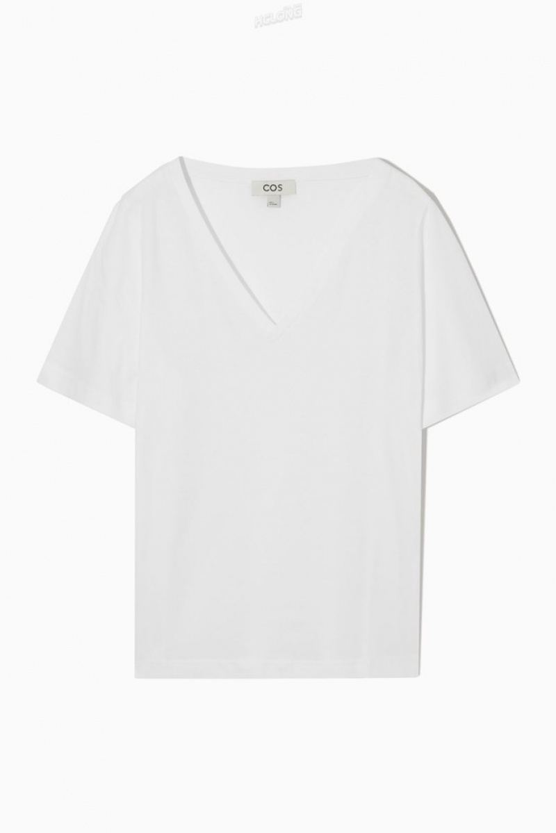 Black COS V-Neck T-Shirt T-shirts | KG48-A4FH