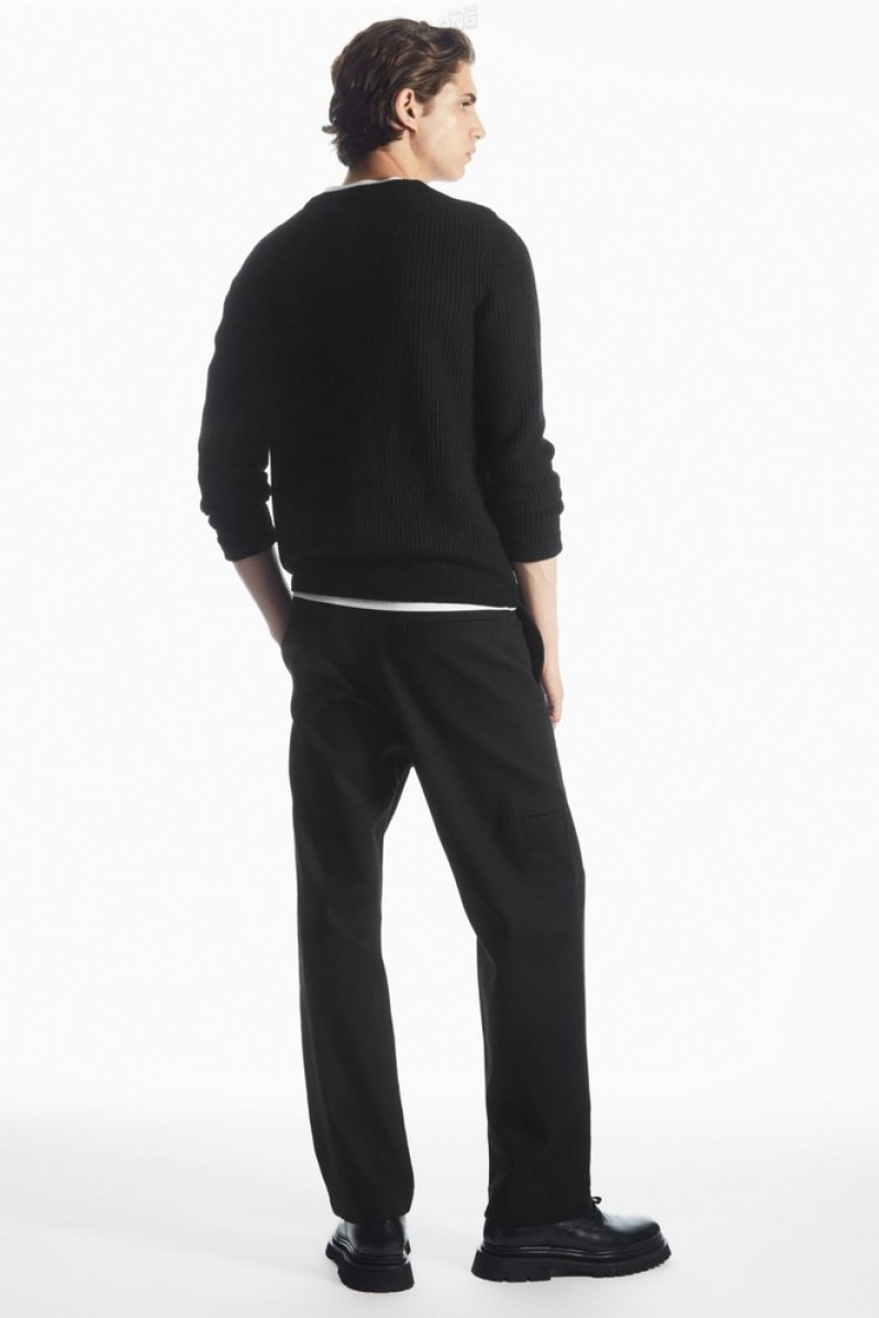 Black COS Waffle-Knit Pure Cashmere Jumper Knitwear | IE84-A6YV