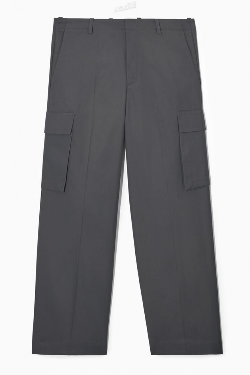 Black COS Wide-Leg Cargo Trousers Trousers | UO55-W2XN